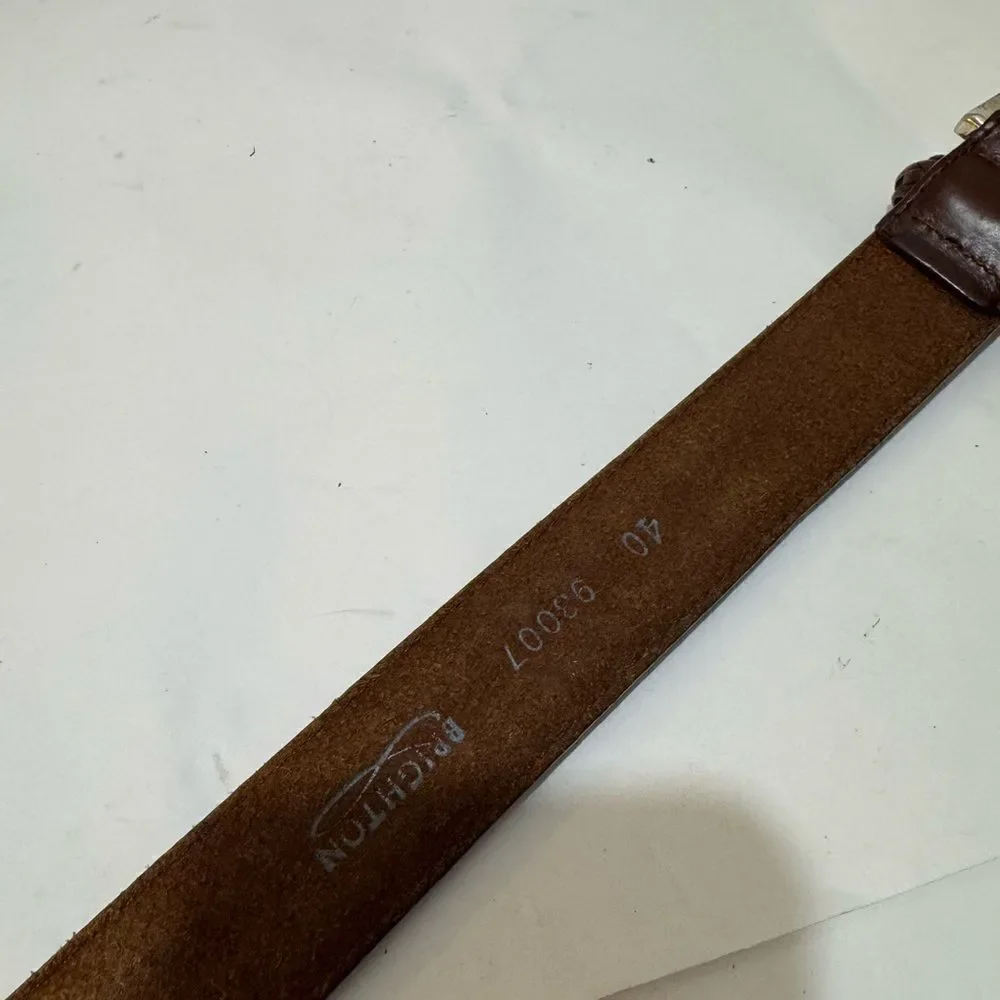 Brighton Mens  Brown Leather braided Belt Silver Buckle Size 40